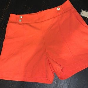 Sophie Rue coral shorts with gold like buttons S